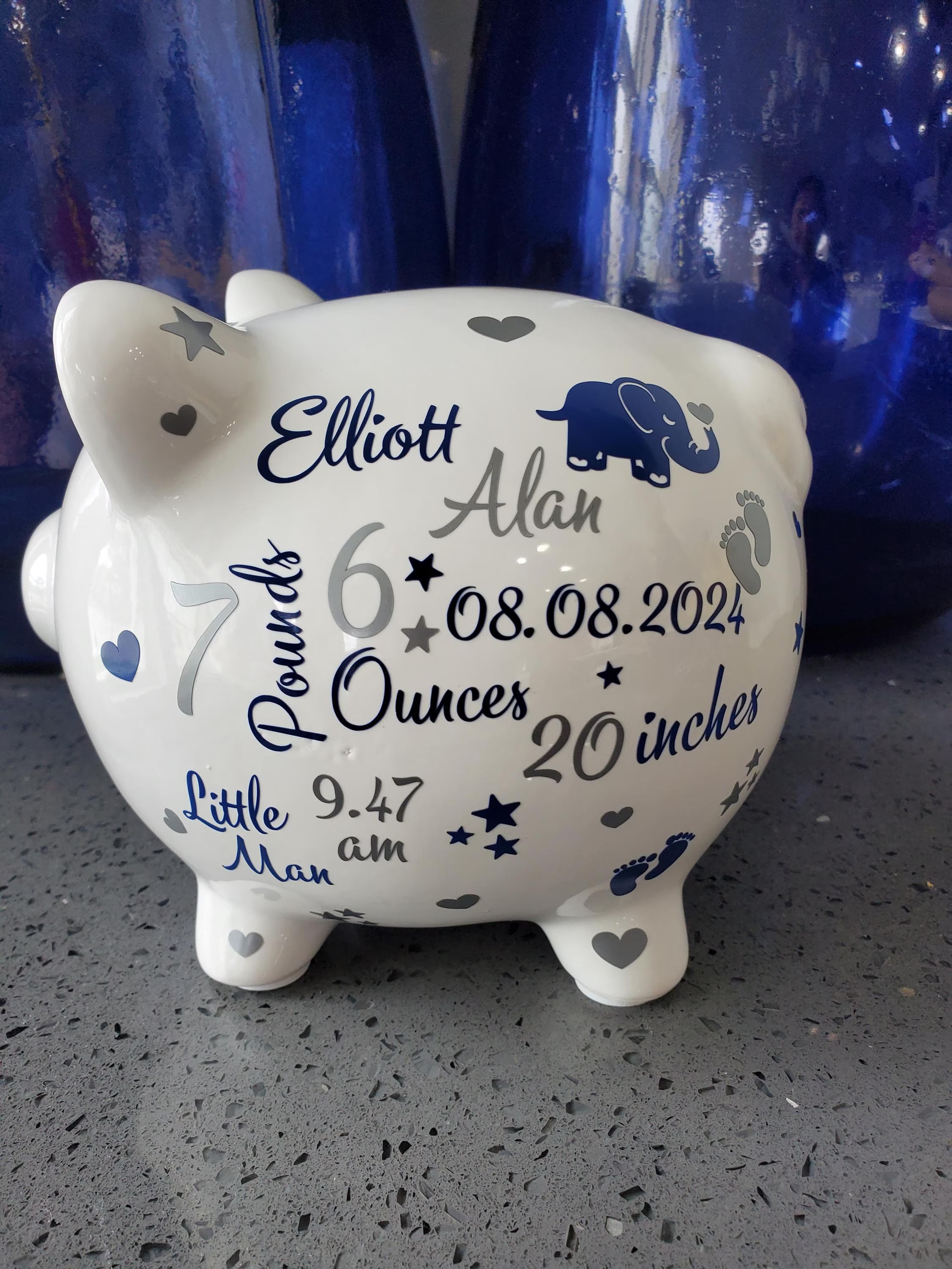 Personalized Baby Birth Announcement Piggy Bank: Custom Stats, Boy or Girl
